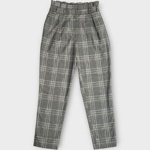 River Island High Waist Grey Check Cropped Pants